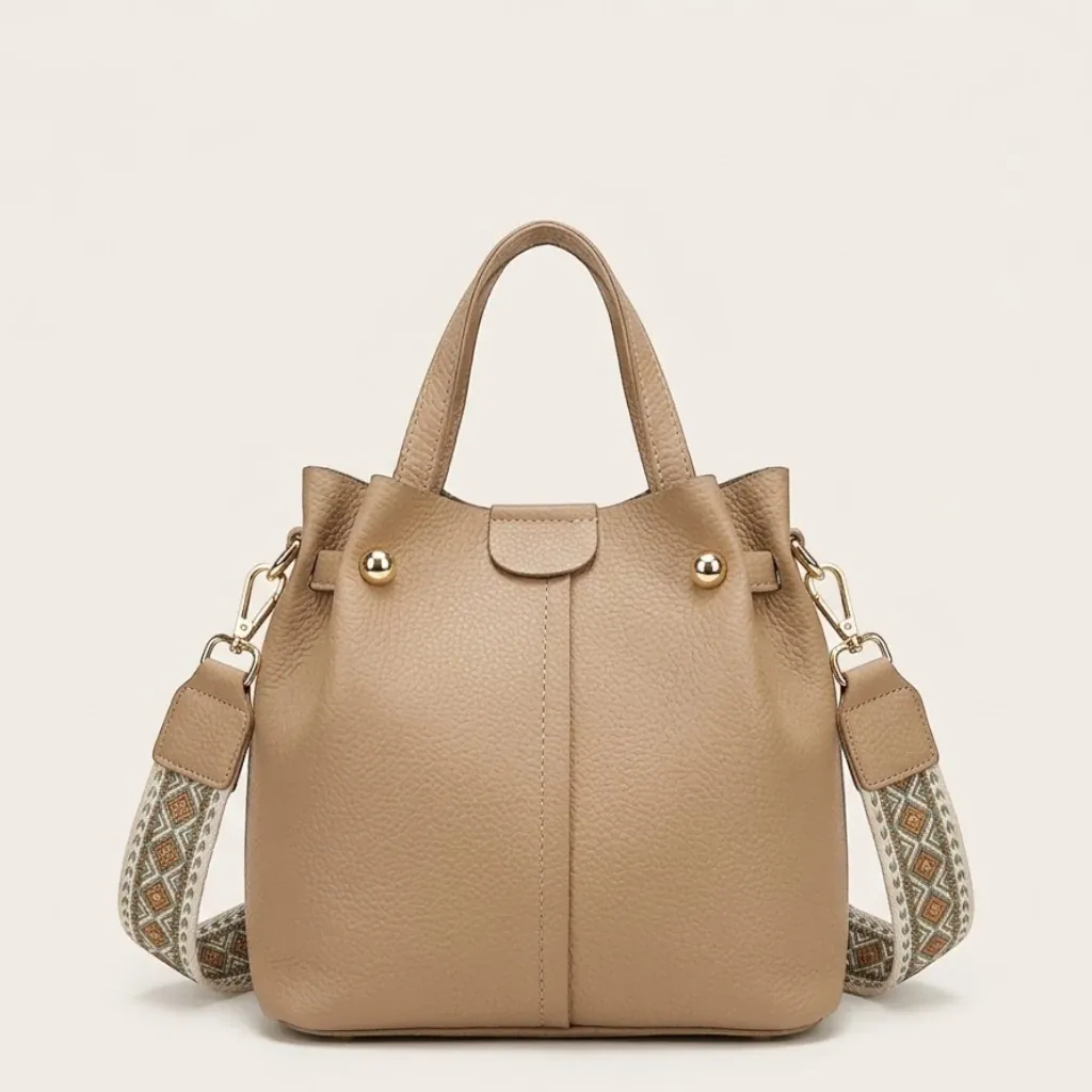 Sac seau en cuir vegan épais Abricot