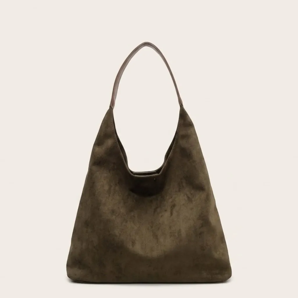 Sac hobo faux daim triangulaire minimaliste Vert
