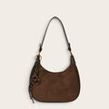 Sac épaule faux daim anse cuir bicolore Café