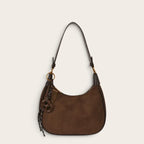 Sac épaule faux daim anse cuir bicolore Café
