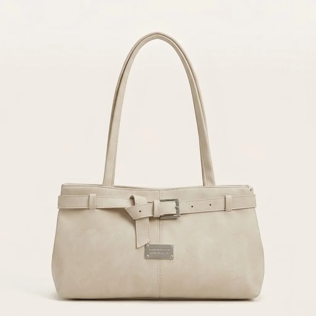 Sac épaule effet daim ceinture boucle Blanc cassé