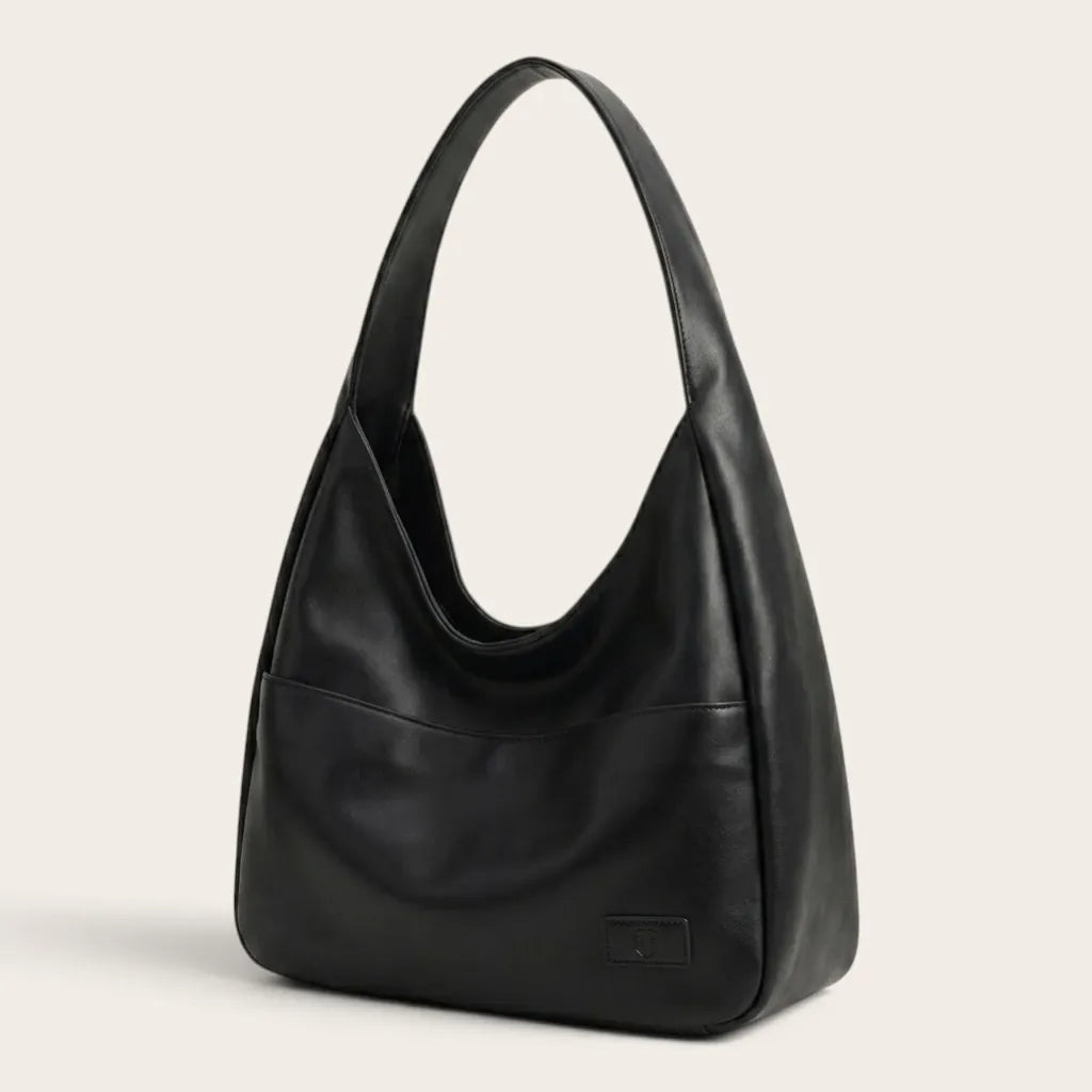 Petit sac hobo en cuir vegan Noir