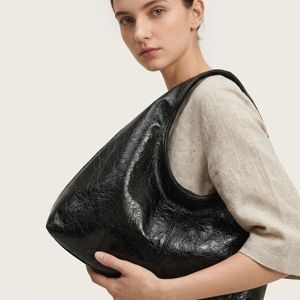 Sac hobo cuir vegan verni