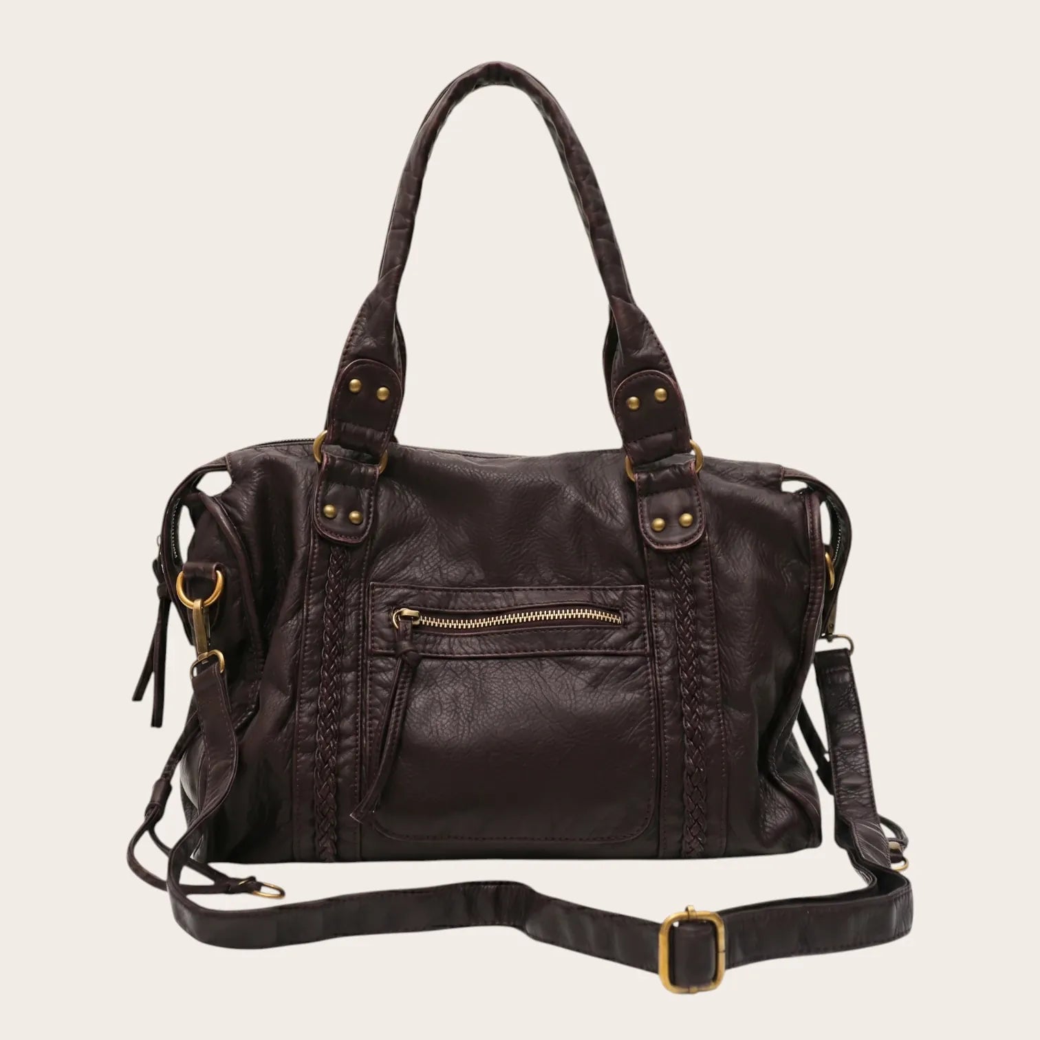 Sac cabas tressé vintage Café