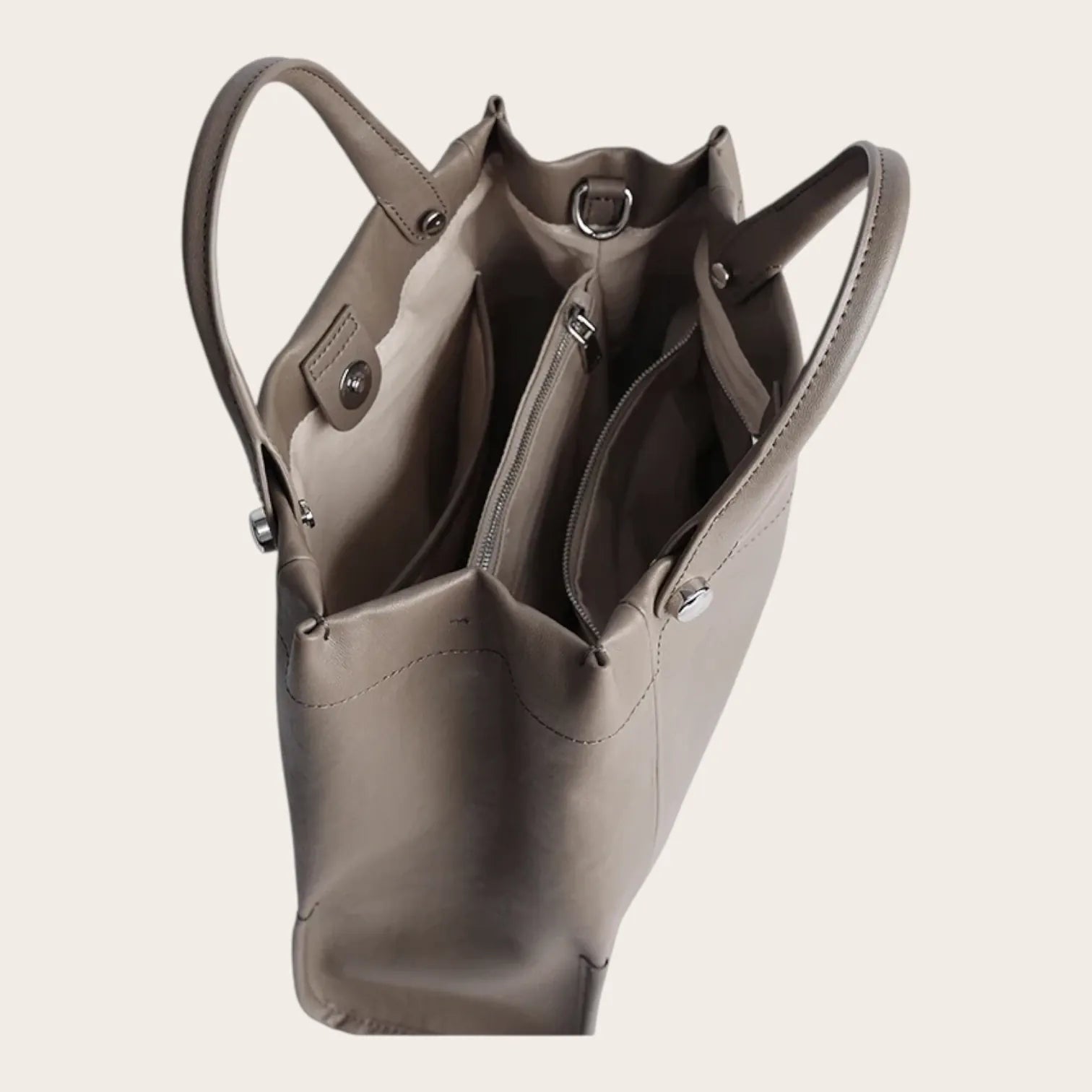 Sac a main carré en cuir lisse Khaki