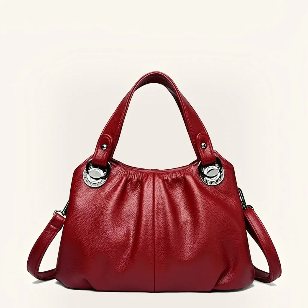 Sac porté main froncé bandoulière amovible Rouge