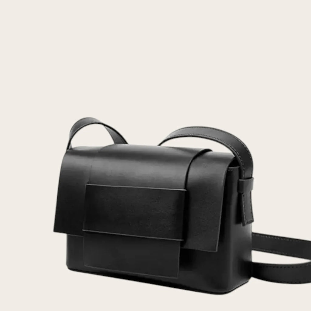 Sac bandoulière cuir tressé Noir