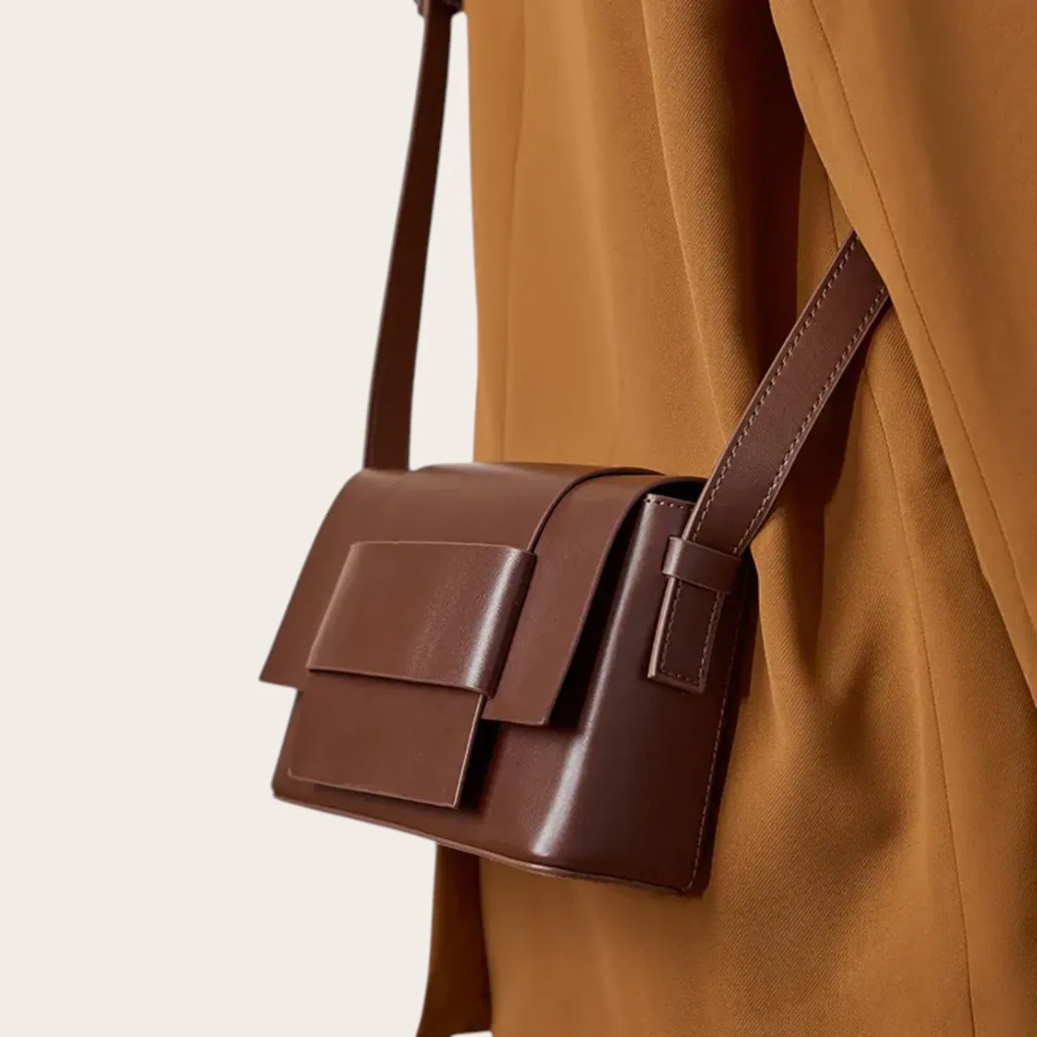 Sac bandoulière cuir tressé Marron