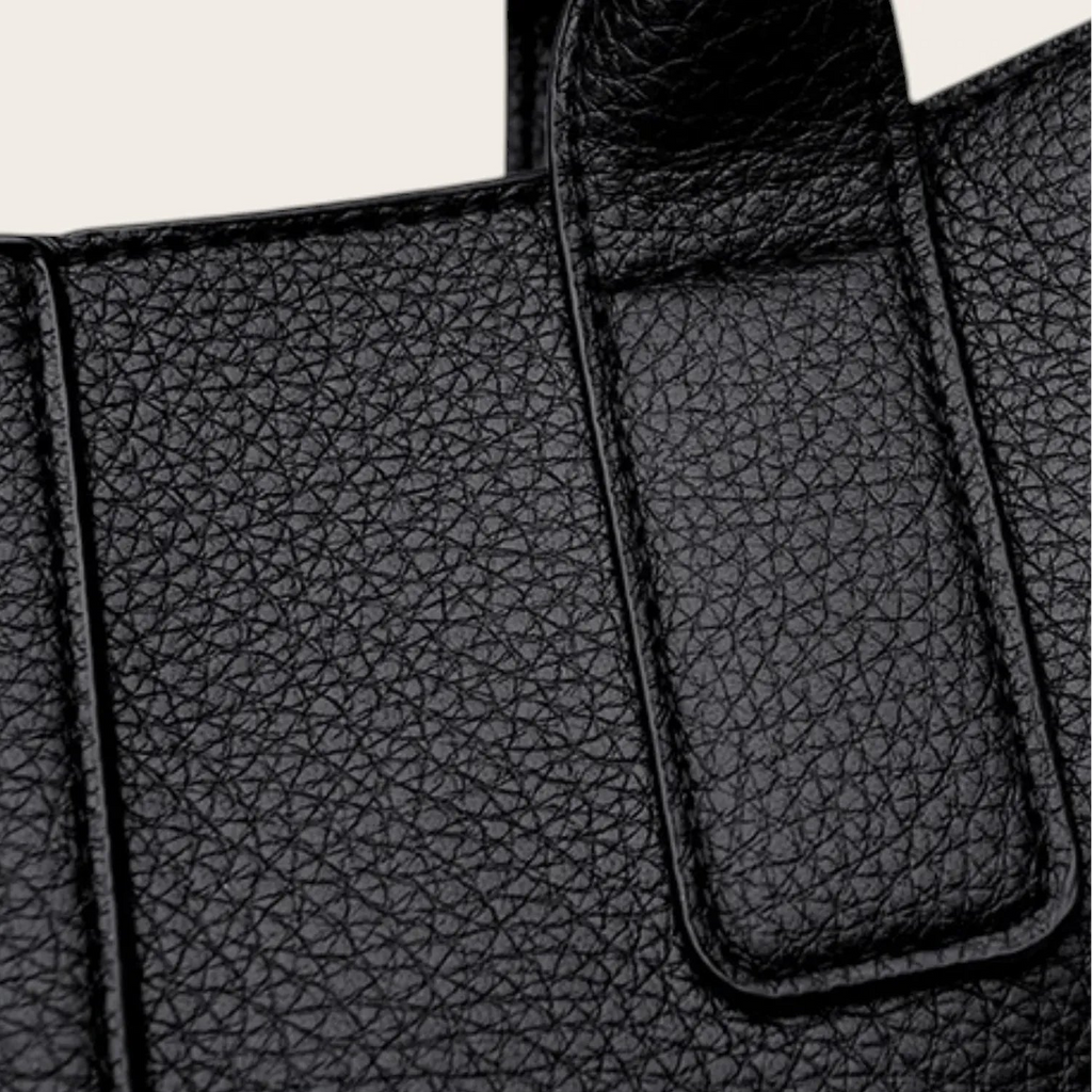 Grand sac a main en cuir grainé Noir