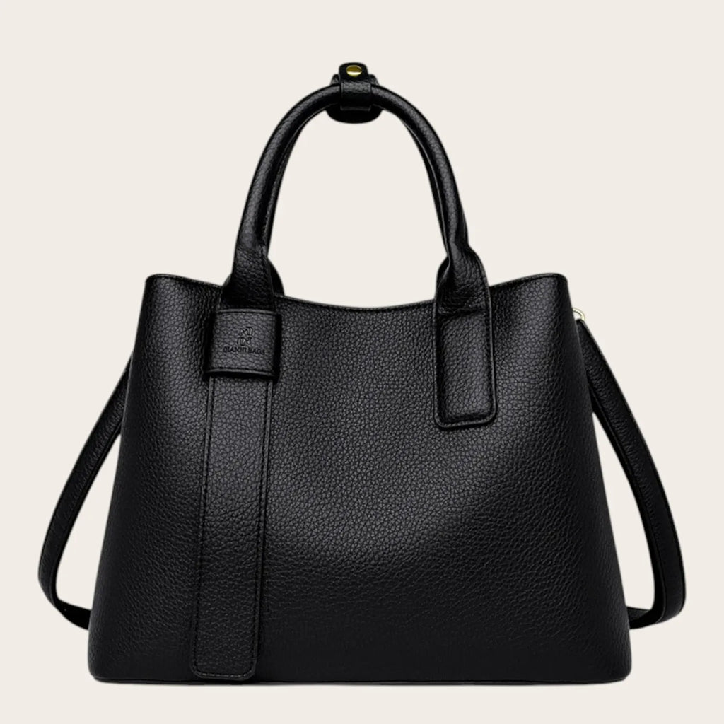Grand sac a main en cuir grainé Noir