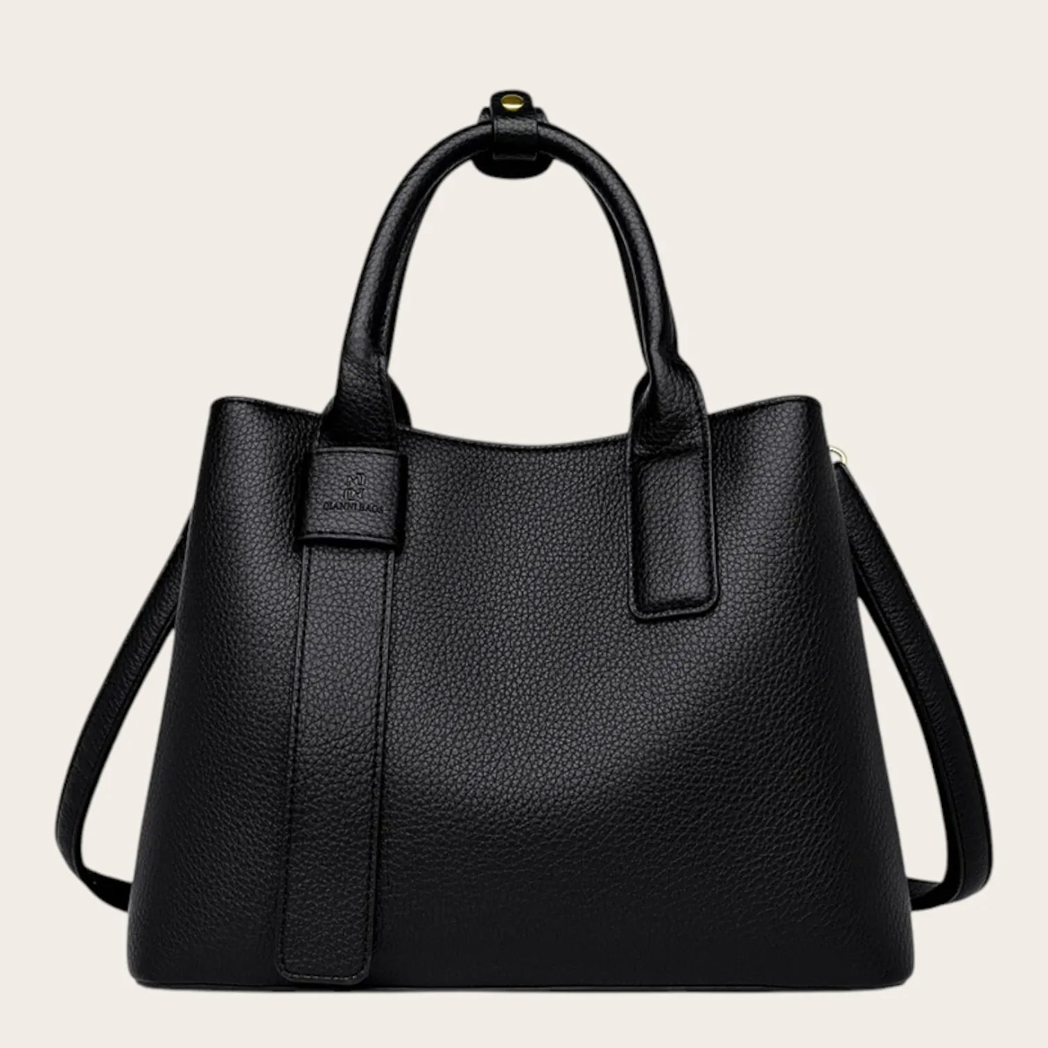 Grand sac a main en cuir grainé Noir