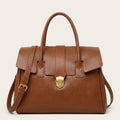 Grand sac bandoulière cartable en cuir Marron