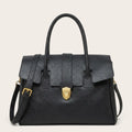 Grand sac bandoulière cartable en cuir Noir