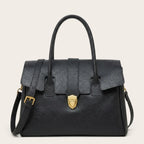 Grand sac bandoulière cartable en cuir Noir