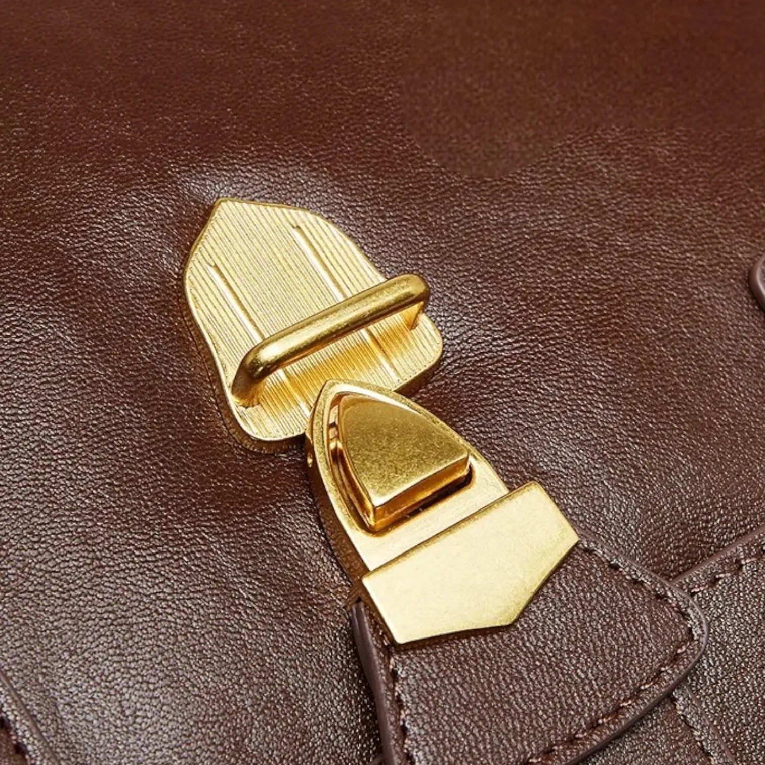 Grand sac bandoulière cartable en cuir Café