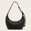 Grand sac hobo cuir vegan souple zippé Noir
