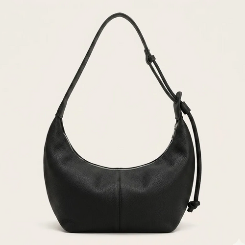 Grand sac hobo cuir vegan souple zippé Noir