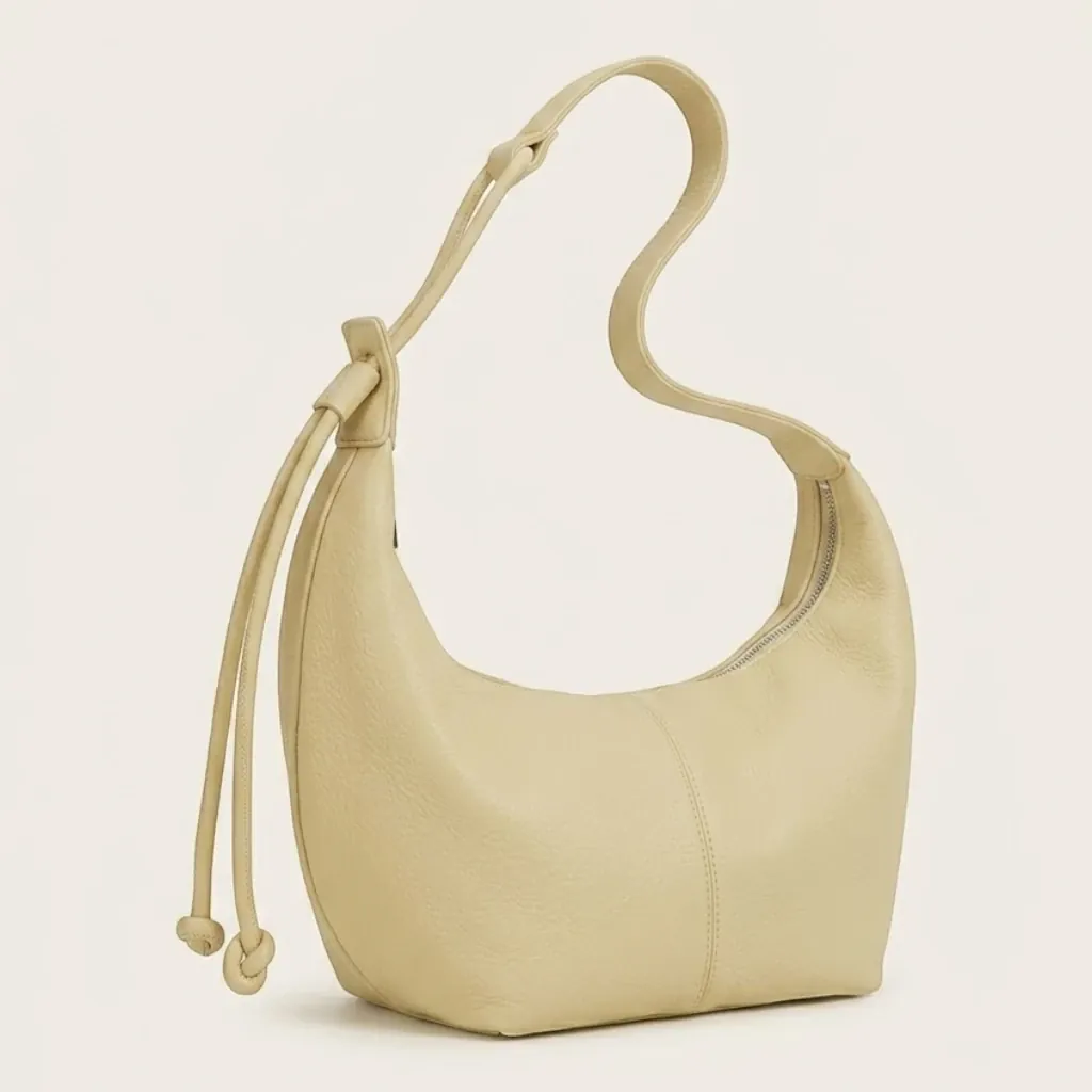 Grand sac hobo cuir vegan souple zippé Jaune