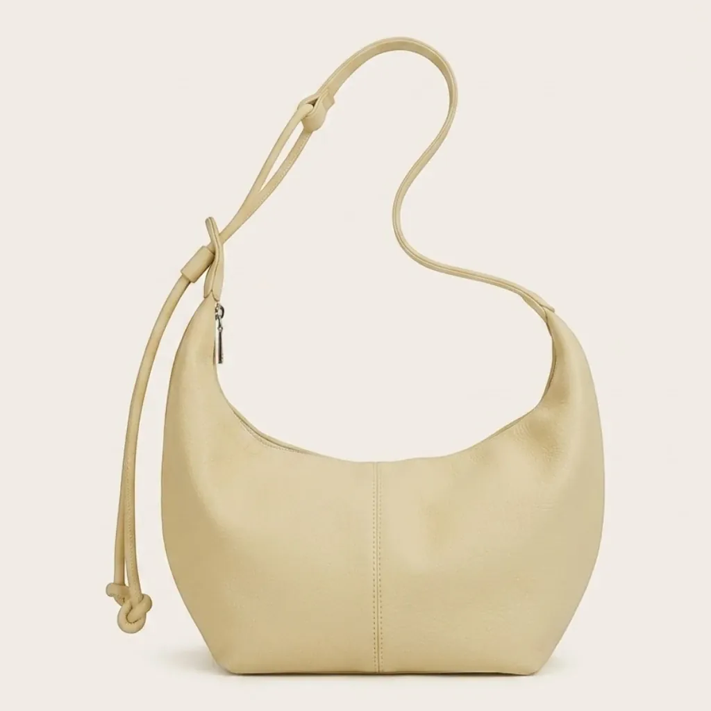 Grand sac hobo cuir vegan souple zippé Jaune