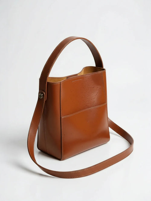 Grand sac seau cuir Marron