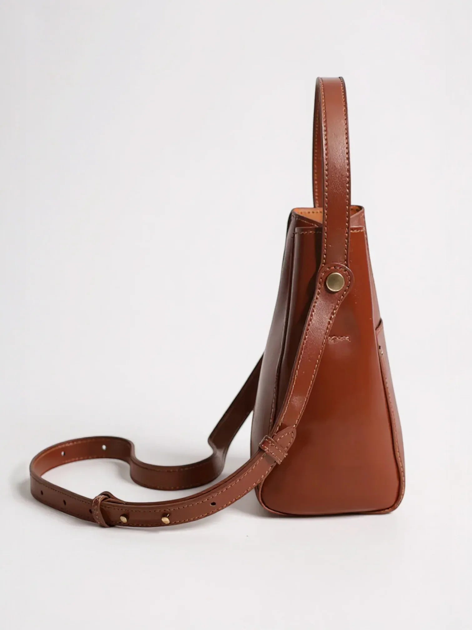 Grand sac seau cuir Marron