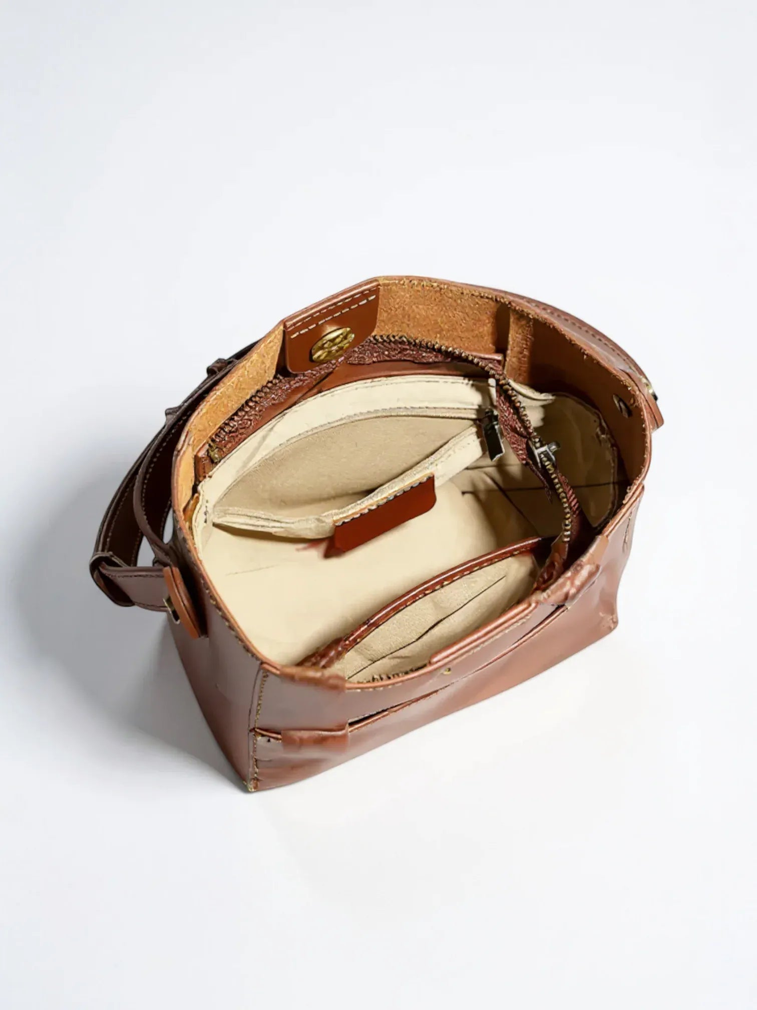 Grand sac seau cuir Marron