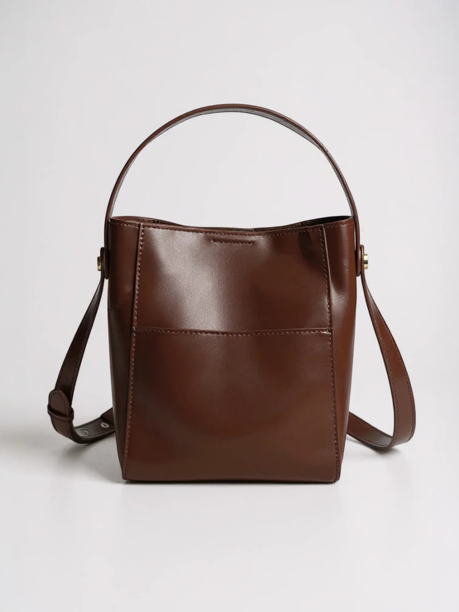 Grand sac seau cuir Café