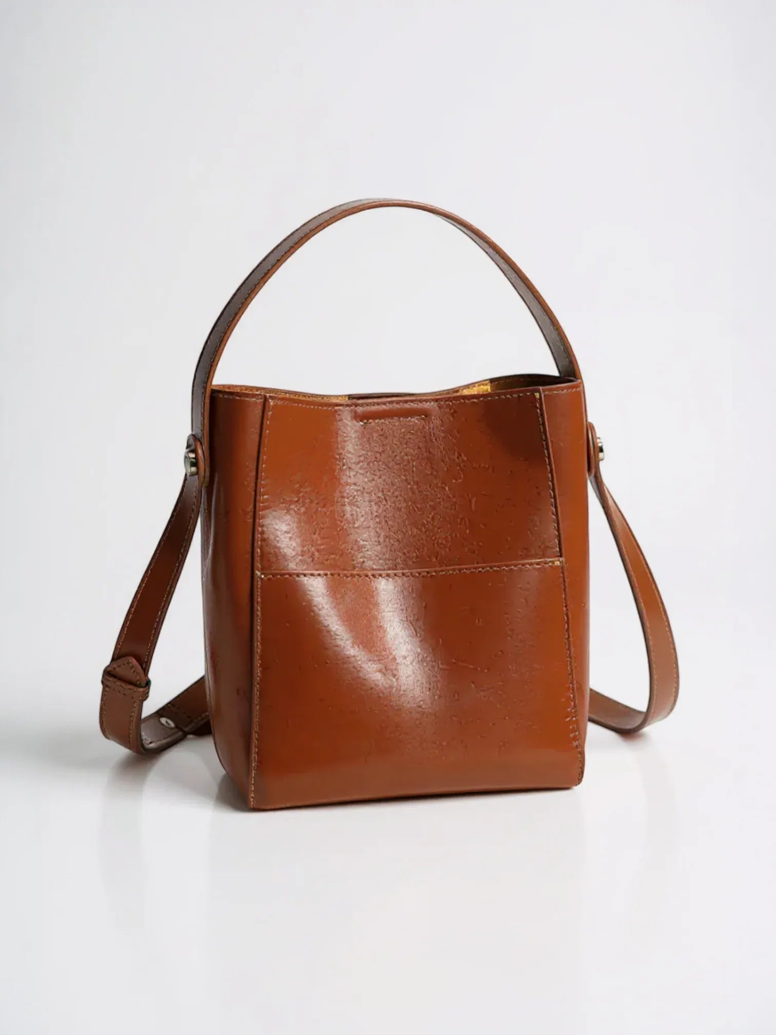 Grand sac seau cuir Marron