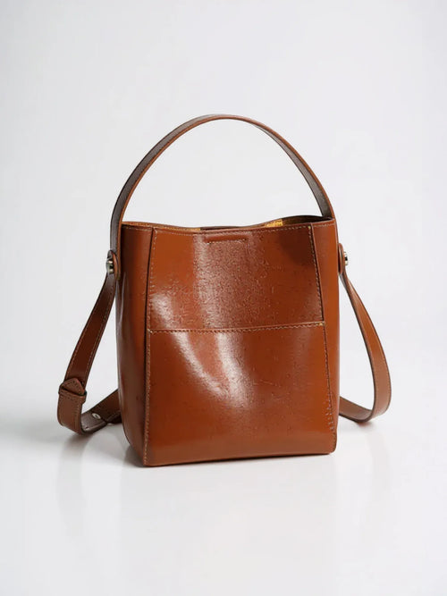 Grand sac seau cuir Marron