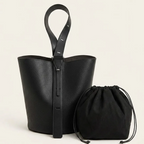 Grand sac seau cuir vegan minimaliste Noir