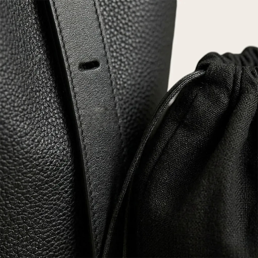 Grand sac seau cuir vegan minimaliste Noir