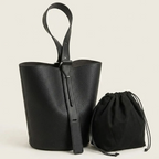 Grand sac seau cuir vegan minimaliste Noir