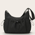 Korean Nylon Shoulder Bags Fashion Simple Plaid Zipper Tote Drawstring Pleated Cloud Bags New Commuter Crossbody Shoulder Bag