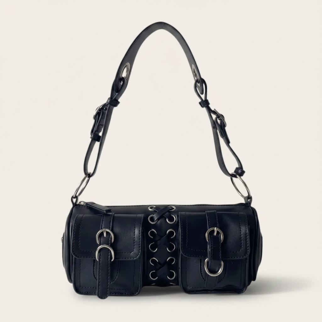 Mini sac tonneau œillets Noir