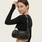 Mini sac tonneau œillets noir