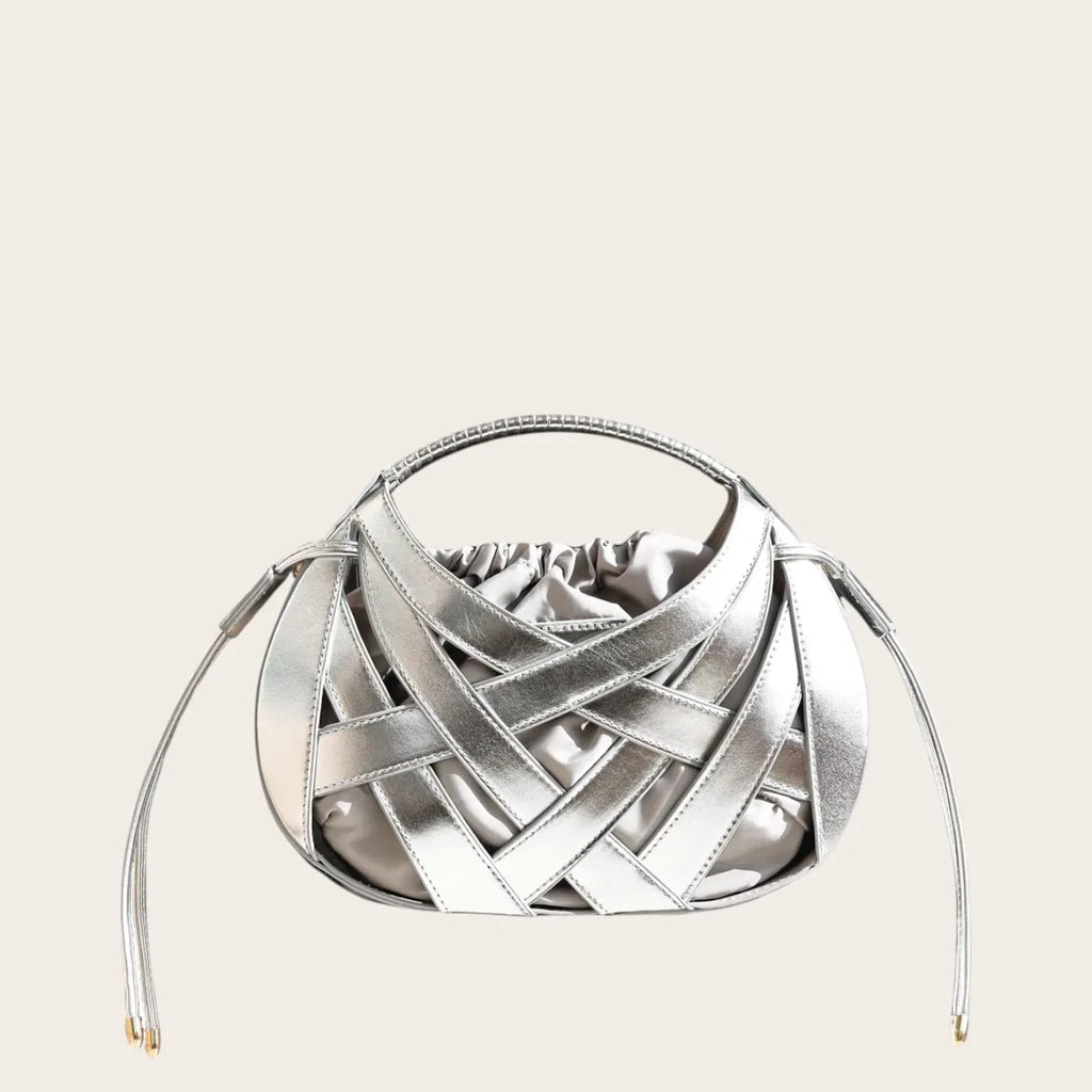 Mini sac tressé cage argent