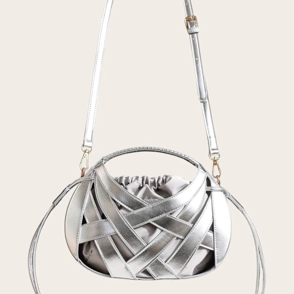 Mini sac tressé cage argent
