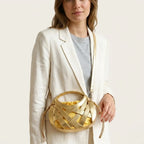 Mini sac tressé cage doré Or