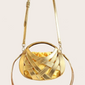 Mini sac tressé cage doré Or