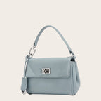 Petit sac a main carré en cuir Bleu Ciel