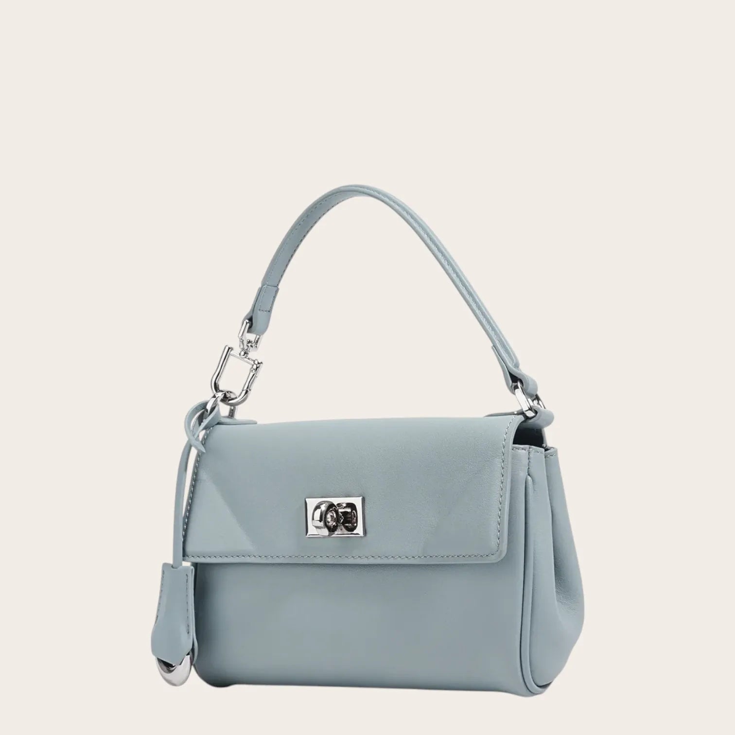 Petit sac a main carré en cuir Bleu Ciel