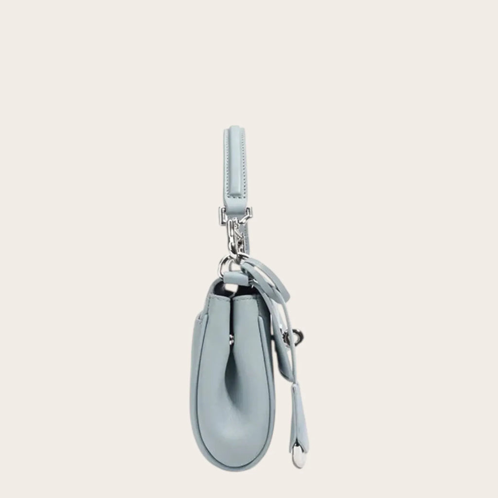 Petit sac a main carré en cuir Bleu Ciel