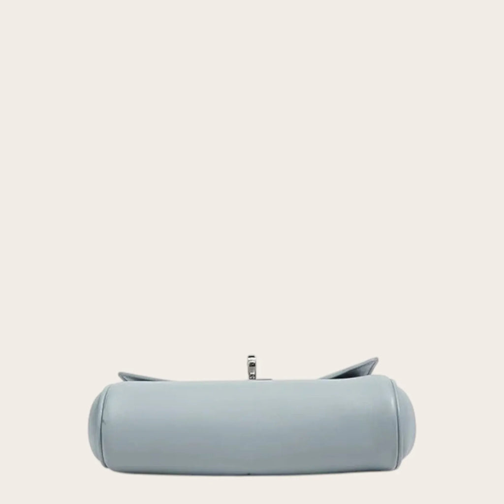 Petit sac a main carré en cuir Bleu Ciel
