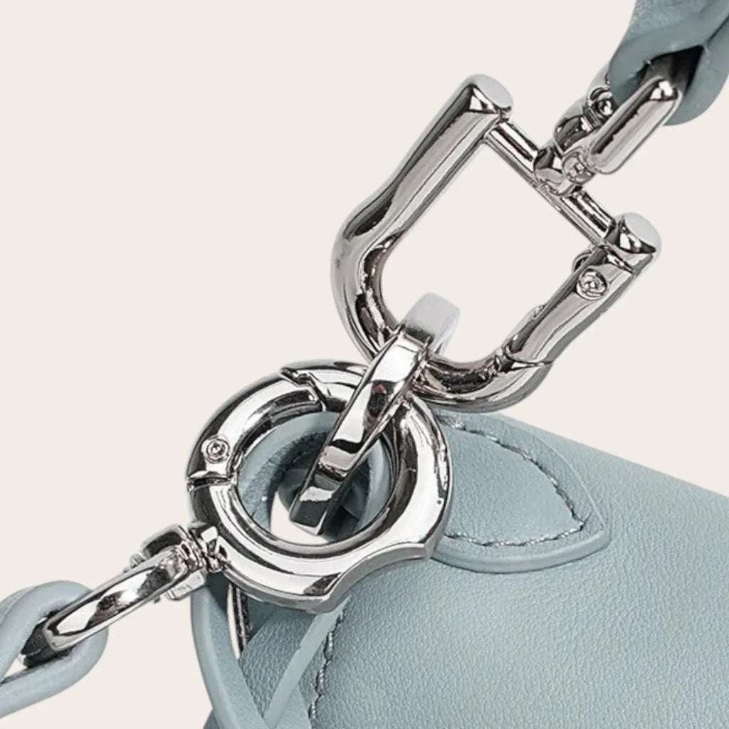 Petit sac a main carré en cuir Bleu Ciel
