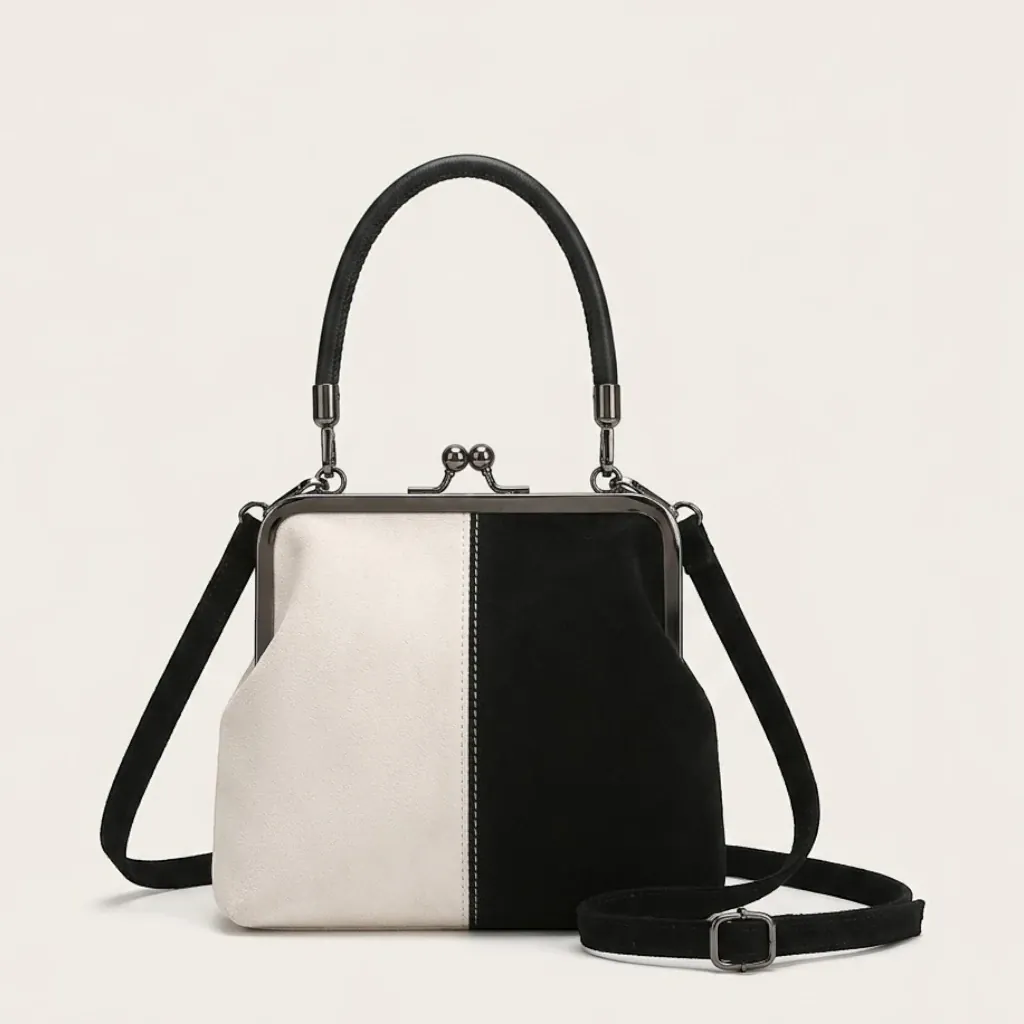 Petit sac à main clipsable bicolore Noir & Blanc