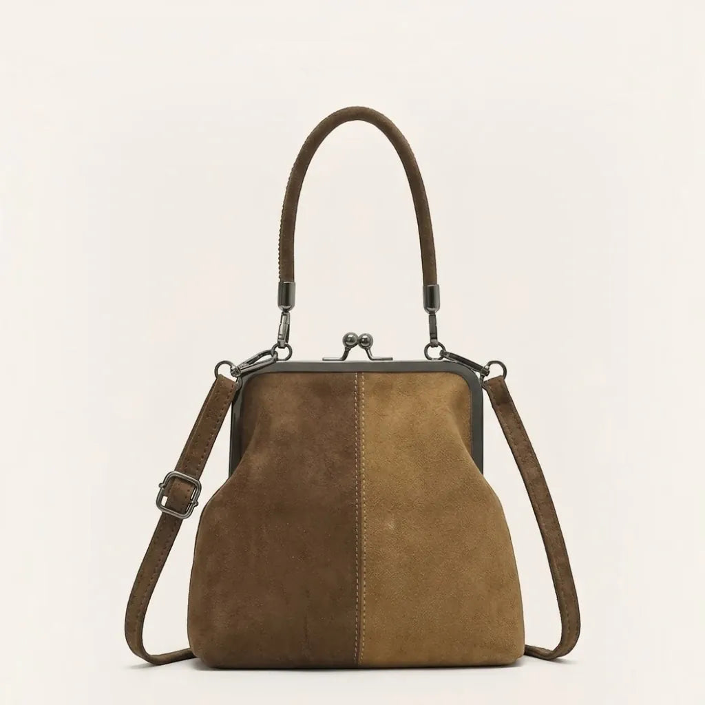 Petit sac à main clipsable bicolore Marron & Camel