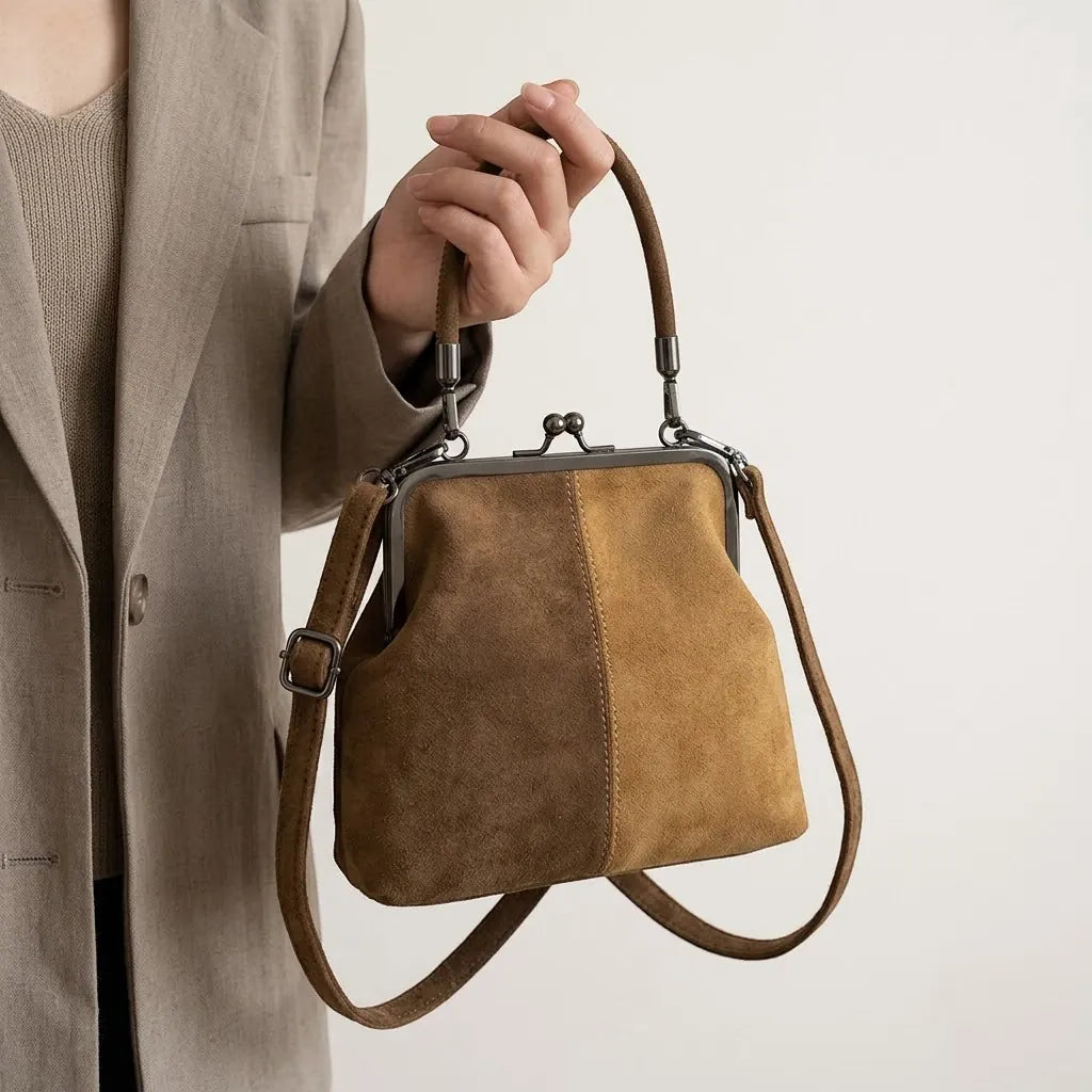 Petit sac à main clipsable bicolore Marron & Camel