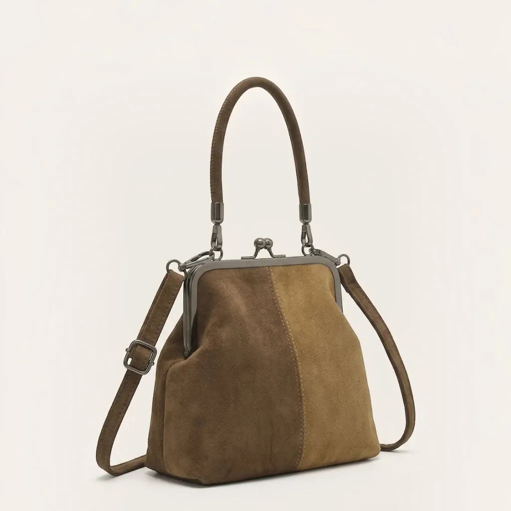 Petit sac à main clipsable bicolore Marron & Camel