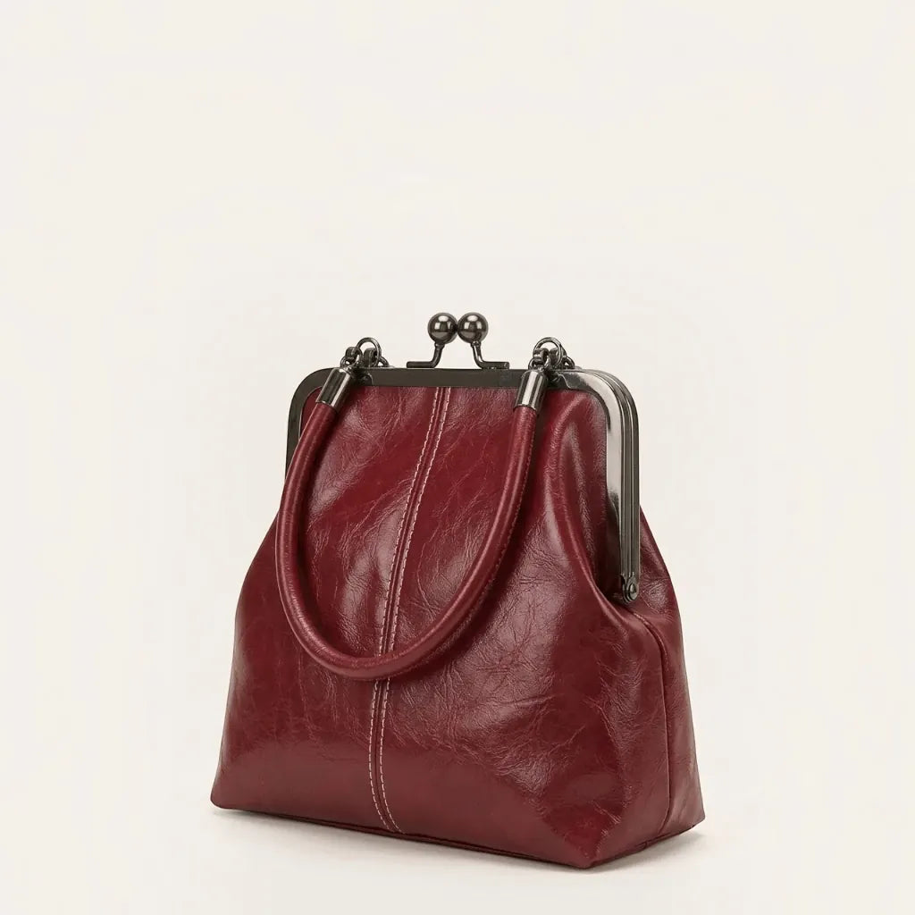 Petit sac à main clipsable en cuir vegan Rouge
