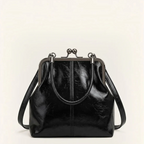 Petit sac à main clipsable en cuir vegan Noir